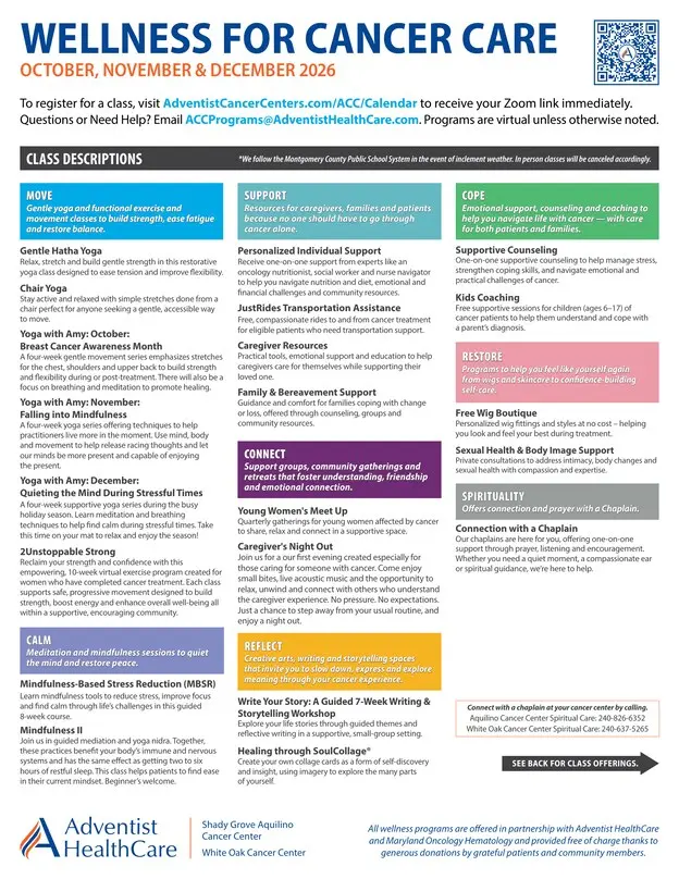 Cancer Wellness Schedule